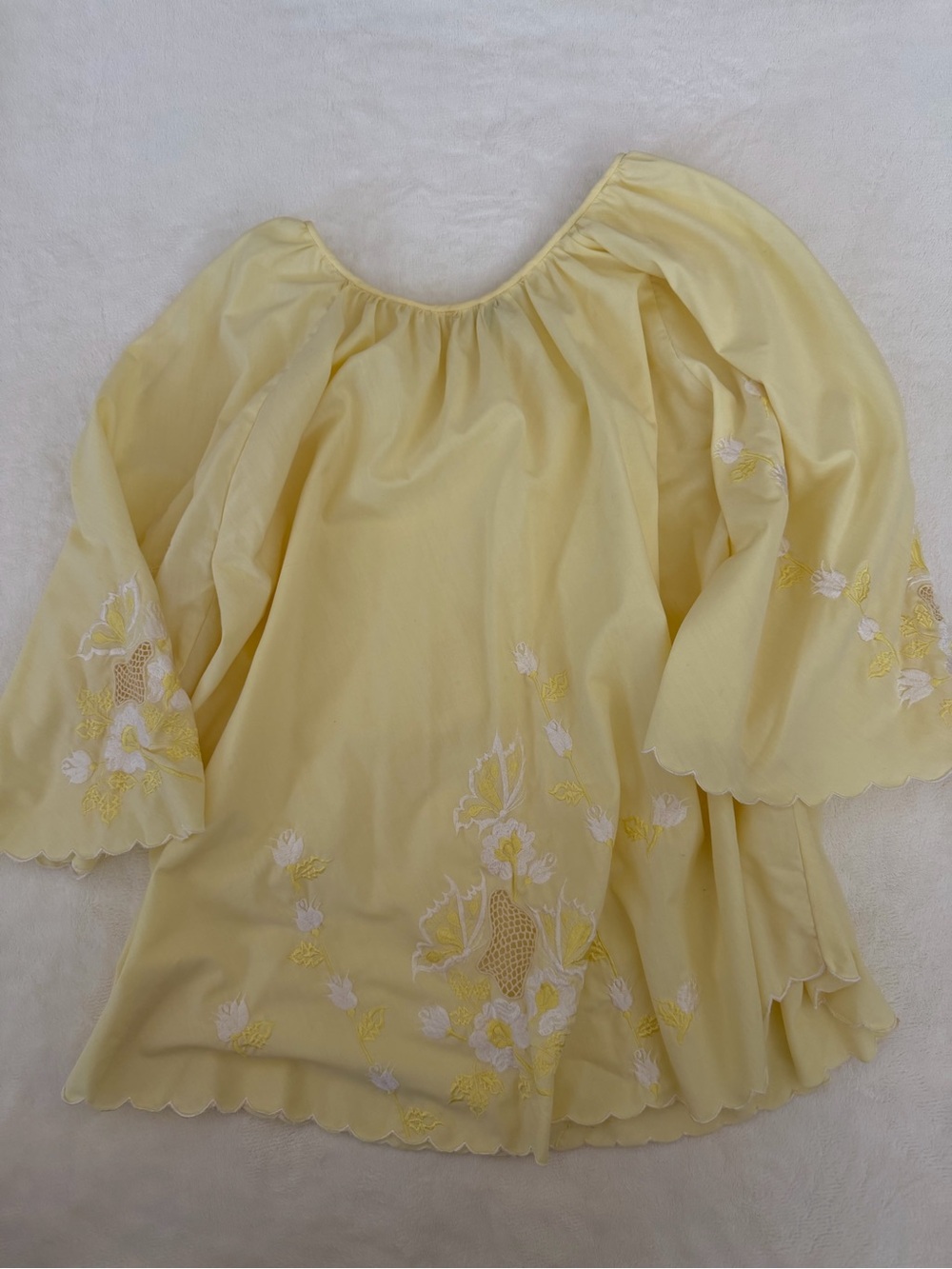 The Foreign Look Vintage 90s Yellow Embroidered Peasant Blouse